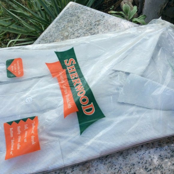 New Men's Sherwood Dress Casual Pin-Stripe Broadcloth Sanforized Shirt Sz 15 1/2 - Picture 10 of 11